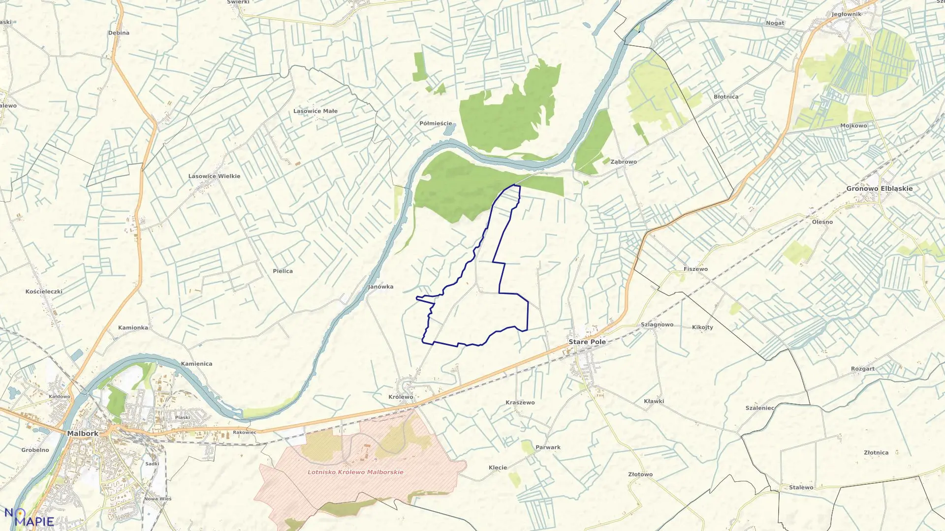 Mapa obrębu Kaczynos w gminie Stare Pole
