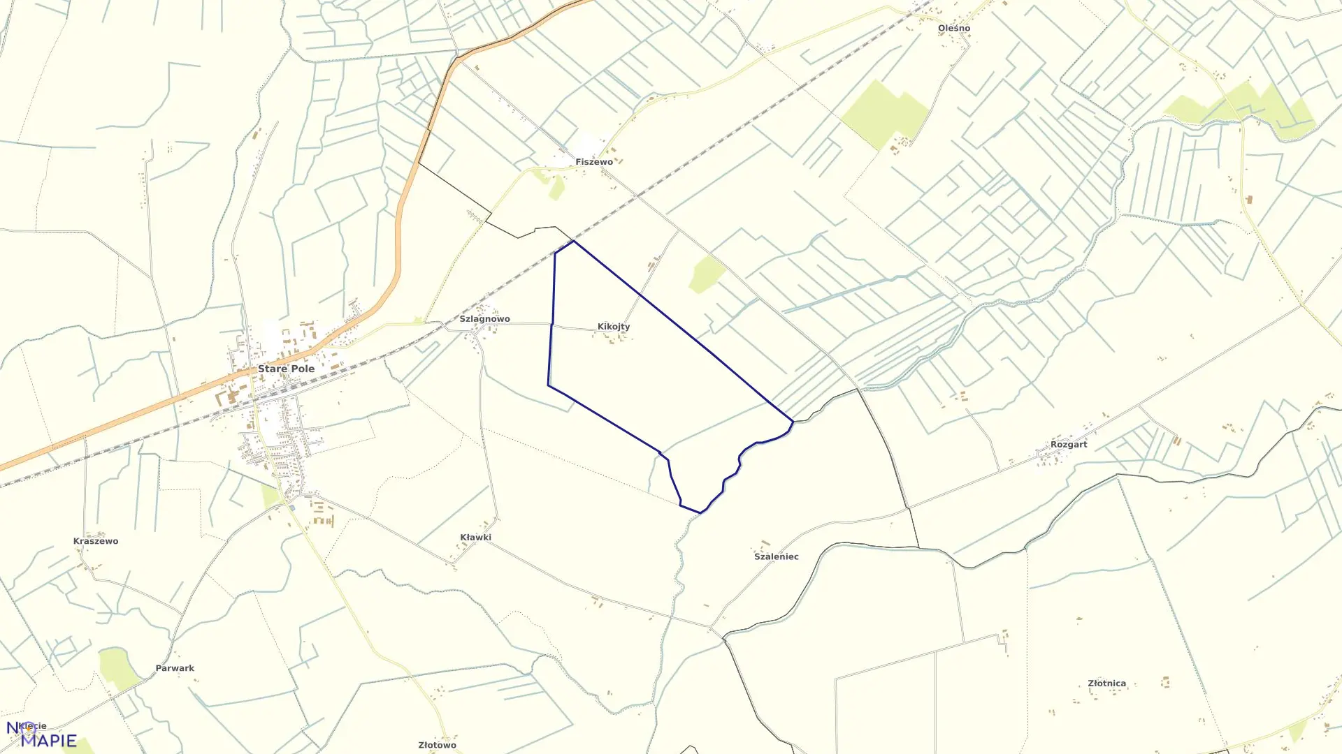 Mapa obrębu Kikojty w gminie Stare Pole
