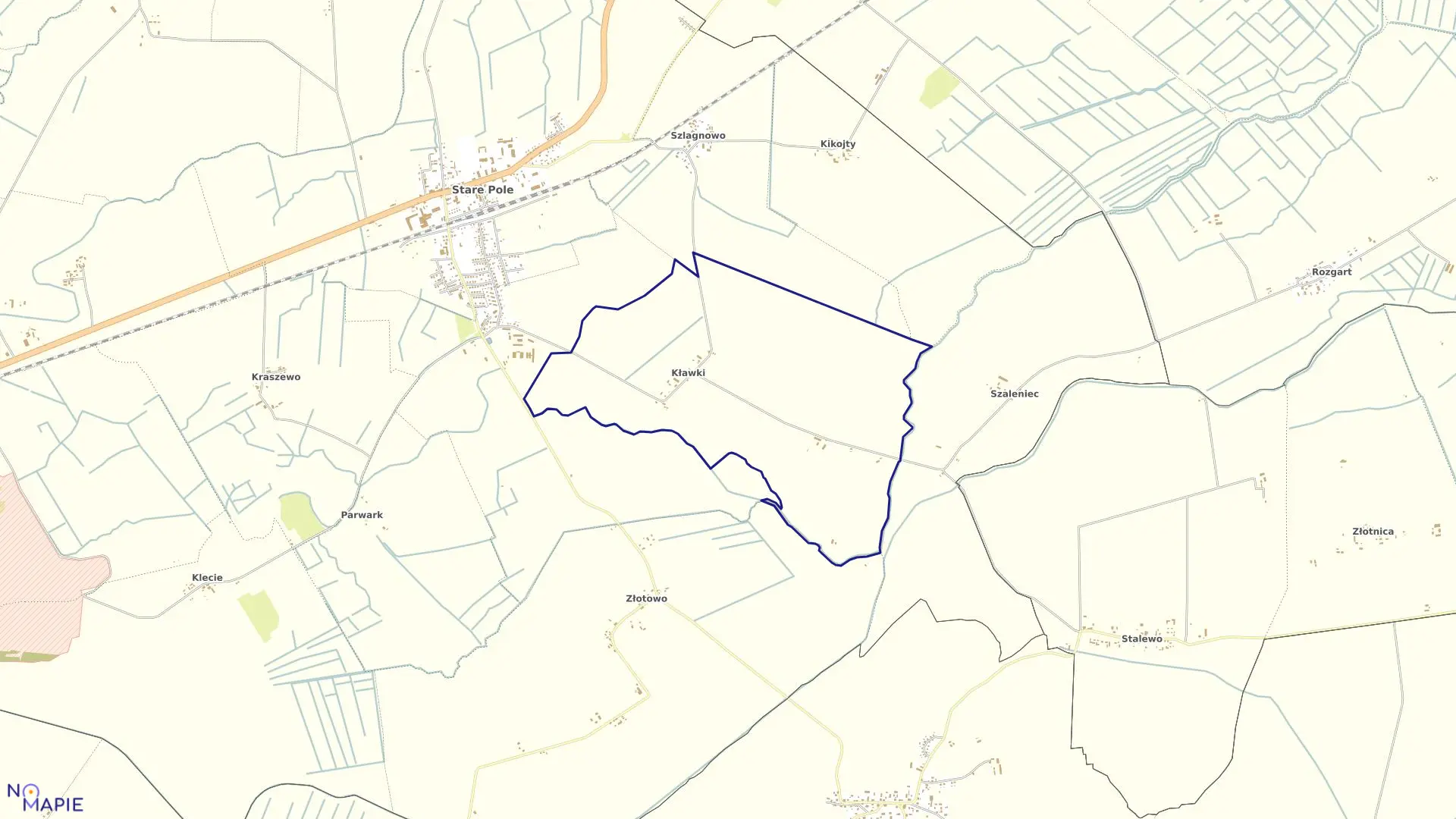 Mapa obrębu Kławki w gminie Stare Pole