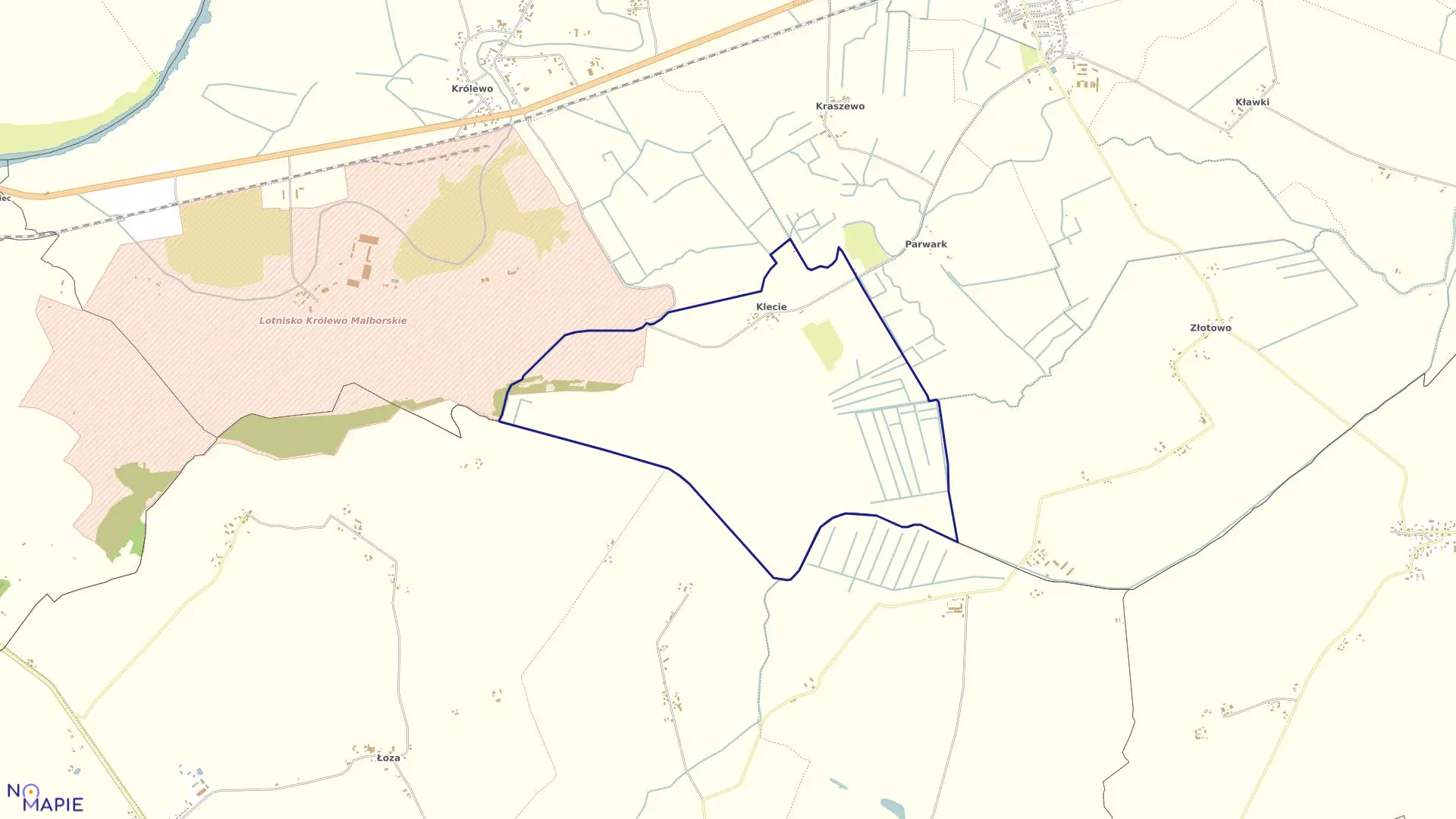 Mapa obrębu Klecie w gminie Stare Pole