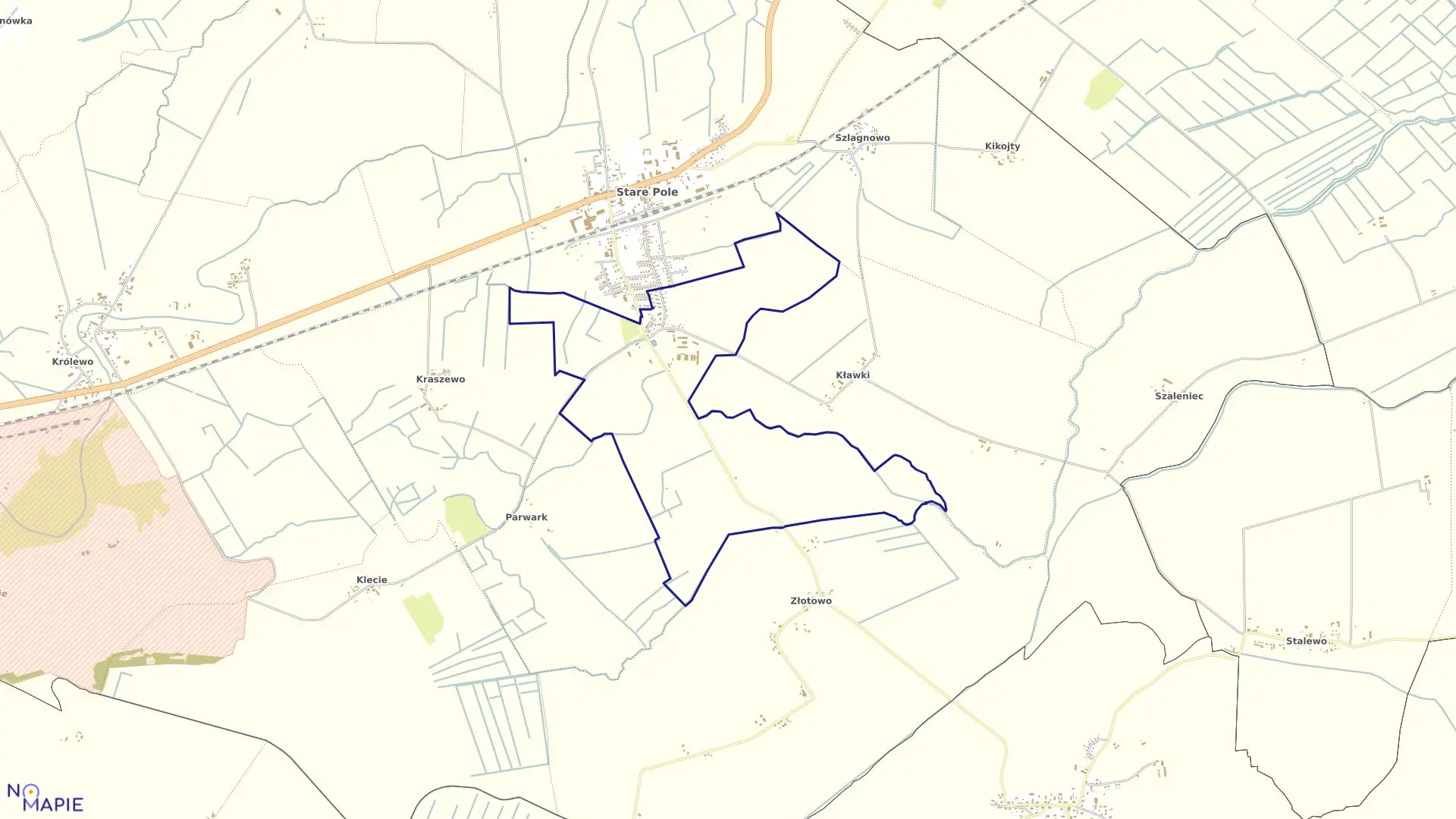 Mapa obrębu Krzyżanowo w gminie Stare Pole