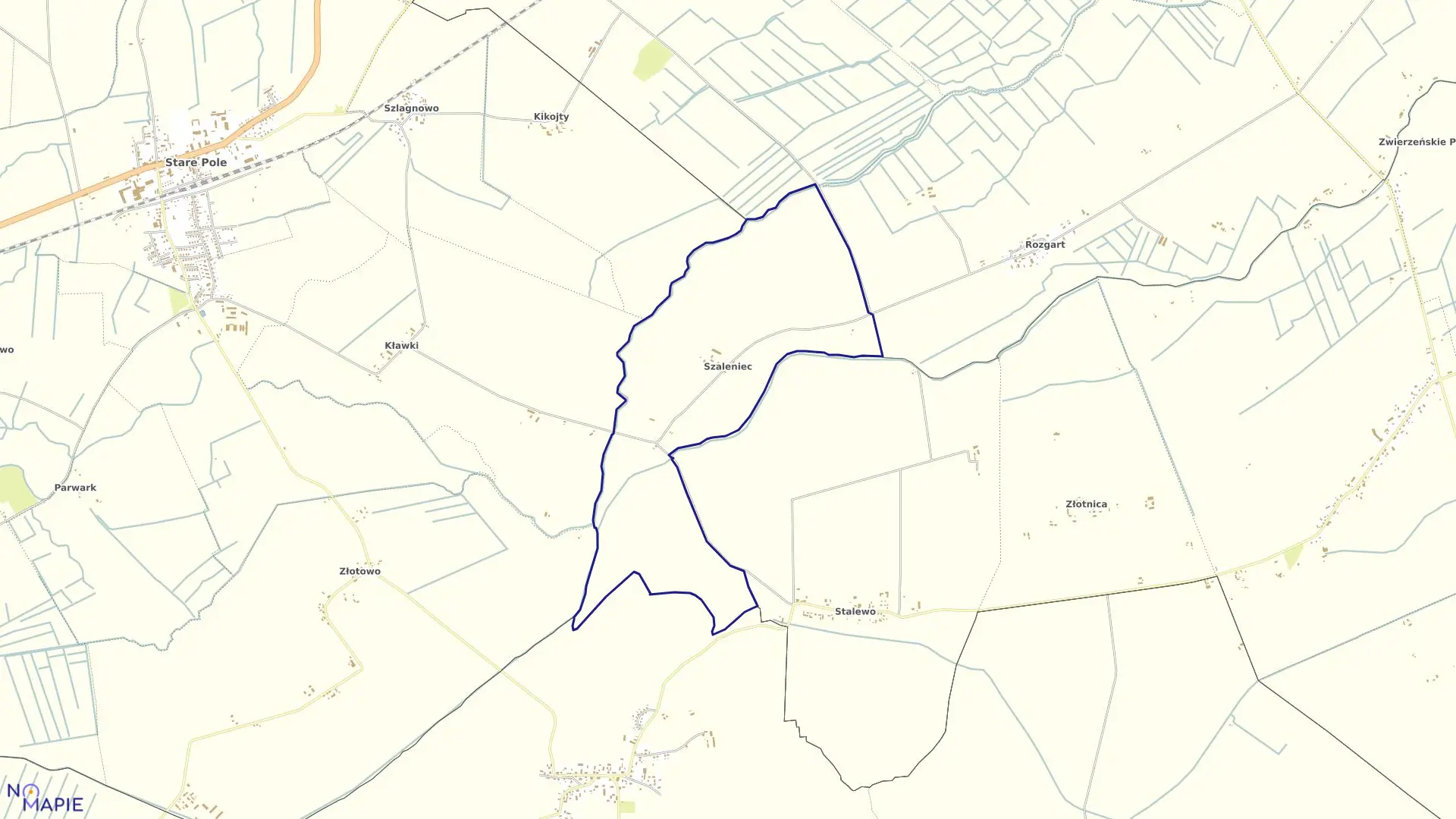 Mapa obrębu Szaleniec w gminie Stare Pole